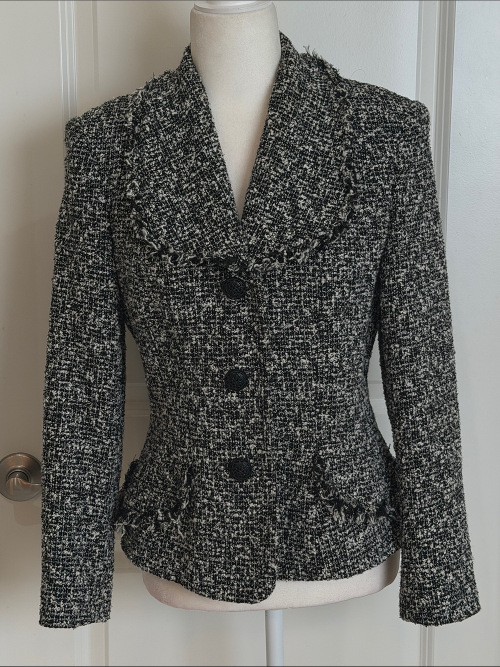 Cache Tweed Blazer Tailored Sophisticated Elegant Women's Wool Blend